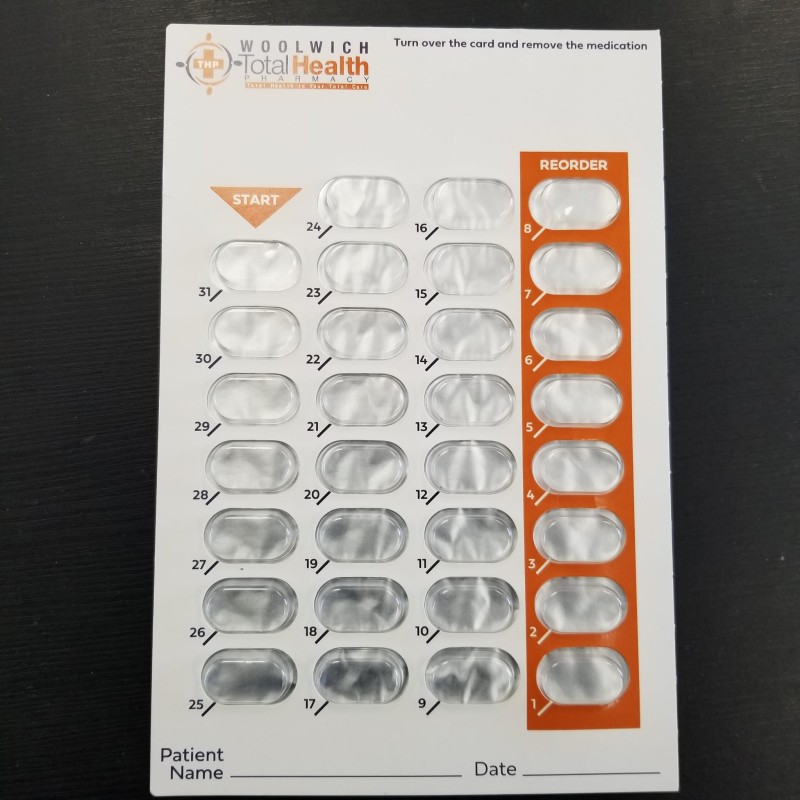 Blister Pack # SIX  -Pill RX 31 Days (PRN) (Bubble + Card for 500 pcs complete Set ) 7mm