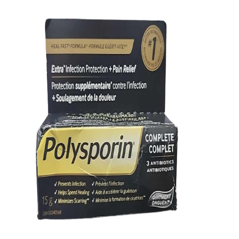 Sale - Polysporin Complete Ointment + 3 Antibiotics - 15 g *Damage Box* Exp: 05/26
