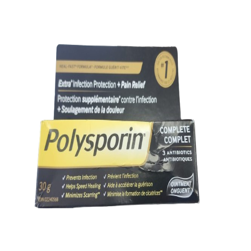 Sale - Polysporin Complete Ointment + 3 Antibiotics - 30 g - *Damage Box* Exp: 08/27