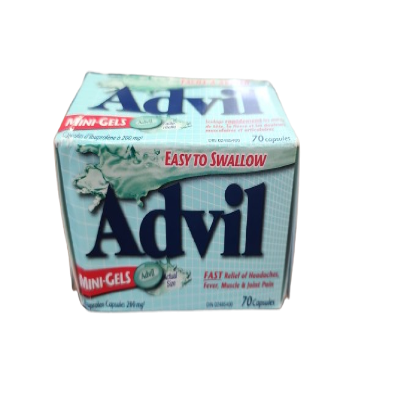 Sale - ADVIL MINI GEL CAPS 200MG 70 *Damage Box* - Exp: 09/26